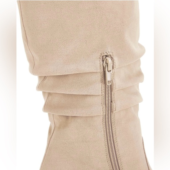 Womens Pointed Toe Mid Chunky Heel Side Zipper Knee High Boots Tall Booties - Picture 7 of 9